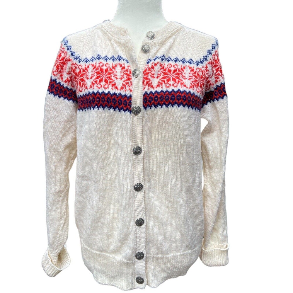 Vintage Handmade Women's Wool Fair Isle‎ Cardigan Sweater Denmark Large